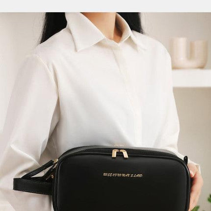 Brown Large Capacity PU Leather Makeup Bag Dual Zipper Cosmetic Case Waterproof Travel Toiletry Organiser with Brush Compartment.
