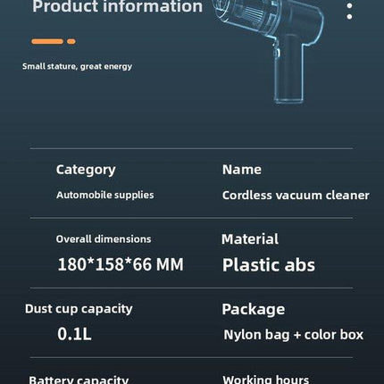 Cordless Handheld Car Vacuum Cleaner 2-in-1 Air Duster Blower 120W High Power Portable Mini Detailer for Auto Home Office Phantom Black.