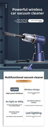 Cordless Handheld Car Vacuum Cleaner 2-in-1 Air Duster Blower 120W High Power Portable Mini Detailer for Auto Home Office Morant Blue.