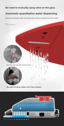 Magnetic Double Sided Window Cleaner with Water Tank 8-15mm Single Glazing Glass Wiper Tool High Rise Safety Rope.