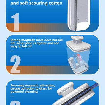 Magnetic Double Sided Window Cleaner for 15-26mm Double Glazed Glass High Rise Safety Wiper Tool White.