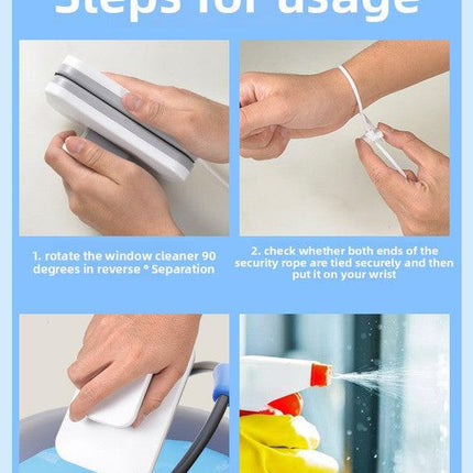 Magnetic Double Sided Window Cleaner for 15-26mm Double Glazed Glass High Rise Safety Wiper Tool White.