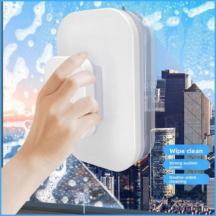 Magnetic Double Sided Window Cleaner for 20-35mm Double Glazed Glass High Rise Safety Wiper Tool White.