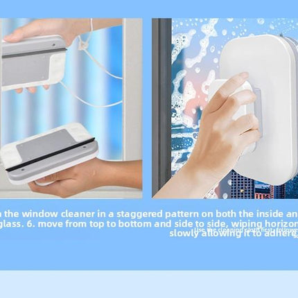 Magnetic Double Sided Window Cleaner for 20-35mm Double Glazed Glass High Rise Safety Wiper Tool White.