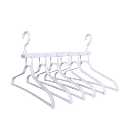 2-SET Space-Saving 6-in-1 Foldable Hanger Set Multi-Functional Closet Organizer Clothes Drying Rack with Pant Clips (White & White Clip Upgrade Edition) Ideal for Homes and Dorm Rooms.