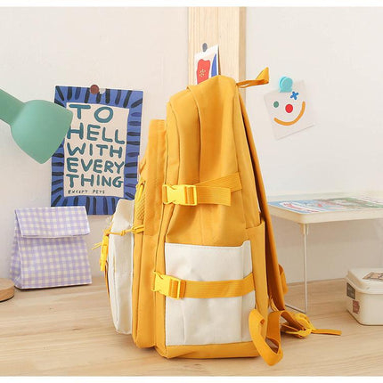 5 Piece Aesthetic School Backpack Set Purple Oxford Fabric Fits 14 Inch Laptop.