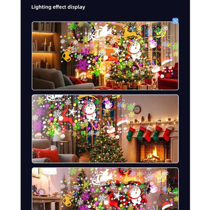 White Christmas LED Projection Lights Portable USB Holiday Atmosphere Lights 360-Degree Rotating Base Ideal for Indoor Home Decor and Party Decorations Christmas Snowflake Patterns.
