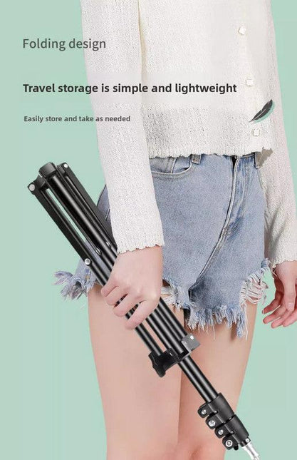 1.7m Black Tripod Stand with Phone Holder Adjustable Floor Stand for Live Streaming Vlogging Overhead Video Recording Makeup Kit with Carry Bag.