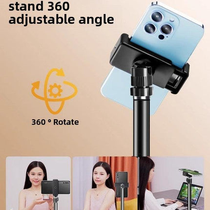 1.7m Black Tripod Stand with Phone Holder Adjustable Floor Stand for Live Streaming Vlogging Overhead Video Recording Makeup Kit with Carry Bag.