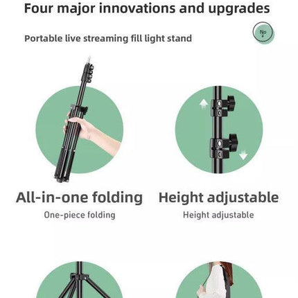 2.4m Black Tripod Stand with Phone Holder Adjustable Floor Stand for Live Streaming Vlogging Overhead Video Recording Makeup Kit with Carry Bag.