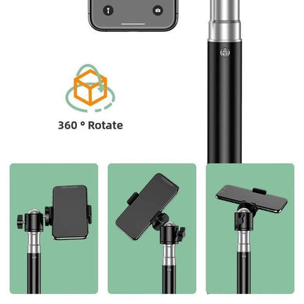 2.4m Black Tripod Stand with Phone Holder Adjustable Floor Stand for Live Streaming Vlogging Overhead Video Recording Makeup Kit with Carry Bag.