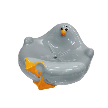 Grey Ceramic Seagull Soap Dish with Drainage Cute Cartoon Animal Soap Bar Holder for Bathroom Kitchen Sink Novelty Home Decor.