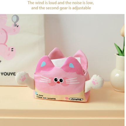 2 Pack Cute Desk Organiser Set Yellow Resin Cloud Pen Holder and Pink Plush Cat Tissue Box Cover for Home Office and Car Decor.