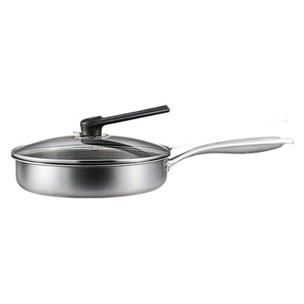 Stainless Steel Non-Stick Frying Pan 28CM Honeycomb Wok Skillet with Lid Induction Compatible Cookware Silver.