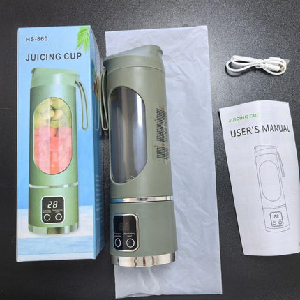 Portable Blender USB Rechargeable Juicer Cup Personal Smoothie Maker with Digital Display and Stainless Steel Blades Green Ideal for Travel Gym and Office.
