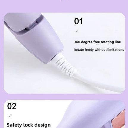 32mm French Style Hair Waver Curler Mermaid Waves Iron V-Shape Barrel Negative Ion Fast Heating Styling Tool Purple AU Plug.