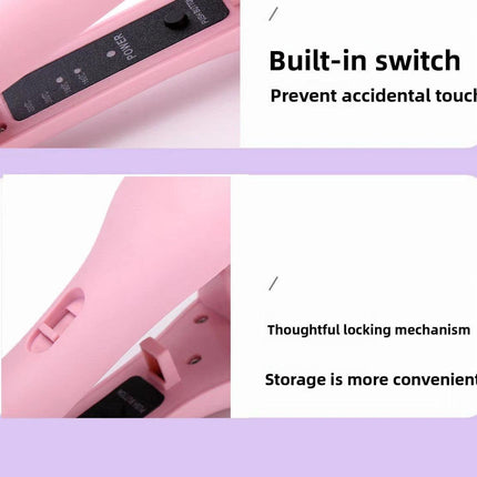 32mm French Style Hair Waver Curler Mermaid Waves Iron V-Shape Barrel Negative Ion Fast Heating Styling Tool Purple AU Plug.