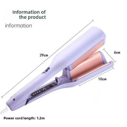 32mm French Style Hair Waver Curler Mermaid Waves Iron V-Shape Barrel Negative Ion Fast Heating Styling Tool Purple AU Plug.