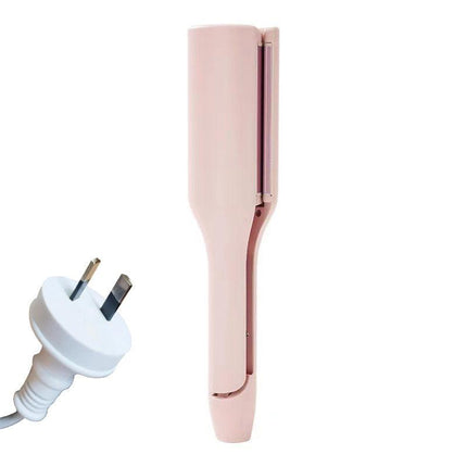 32mm French Style Hair Waver Curler Mermaid Waves Iron V-Shape Barrel Negative Ion Fast Heating Styling Tool Pink AU Plug.