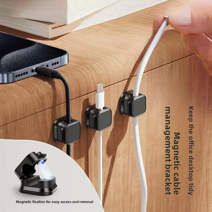 White 6-Pack Magnetic Cable Organiser Clips Desktop Cord Management for Phone Charger USB Cable Holder.