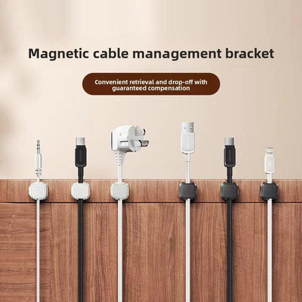 White 6-Pack Magnetic Cable Organiser Clips Desktop Cord Management for Phone Charger USB Cable Holder.