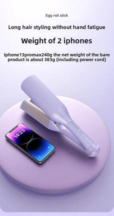 32mm French Style Deep V Hair Waver Mermaid Curls Iron Fast Heating Ceramic Styling Tool for Big Waves Purple AU Plug.