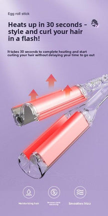 32mm French Style Deep V Hair Waver Mermaid Curls Iron Fast Heating Ceramic Styling Tool for Big Waves Purple AU Plug.