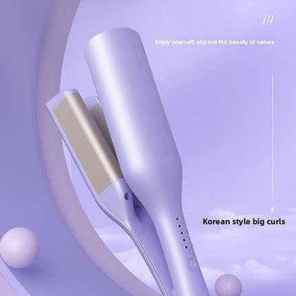 32mm French Style Deep V Hair Waver Mermaid Curls Iron Fast Heating Ceramic Styling Tool for Big Waves Pink AU Plug.