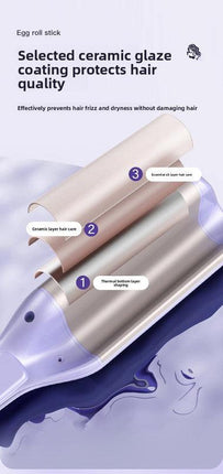 32mm French Style Deep V Hair Waver Mermaid Curls Iron Fast Heating Ceramic Styling Tool for Big Waves Pink AU Plug.