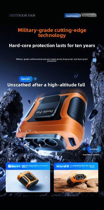 Waist Clip Fan 6000mAh Rechargeable Portable Personal Fan with Dual Outlet 13500RPM High Speed Airflow for Outdoor Work Orange.