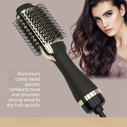 3-in-1 Hot Air Brush & Volumiser Hair Dryer Styler 1000W Ceramic Negative Ion Blowout Brush for Straightening and Curling Pink AU Plug.