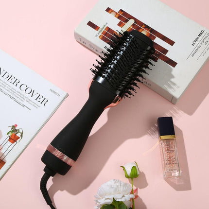 3-in-1 Hot Air Brush & Volumiser Hair Dryer Styler 1000W Ceramic Negative Ion Blowout Brush for Straightening and Curling Black AU Plug.