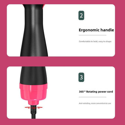 3-in-1 Hot Air Brush & Volumiser Hair Dryer Styler 1000W Ceramic Negative Ion Blowout Brush for Straightening and Curling Purple AU Plug.