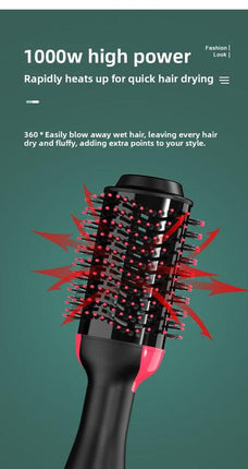 3-in-1 Hot Air Brush & Volumiser Hair Dryer Styler 1000W Ceramic Negative Ion Blowout Brush for Straightening and Curling Purple AU Plug.