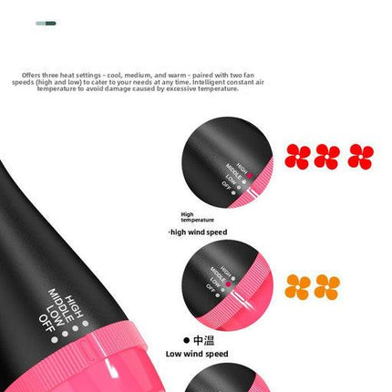 3-in-1 Hot Air Brush & Volumiser Hair Dryer Styler 1000W Ceramic Negative Ion Blowout Brush for Straightening and Curling Purple AU Plug.