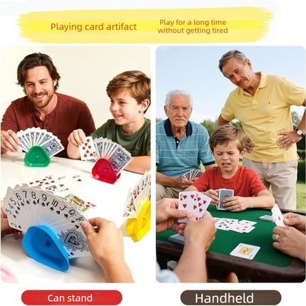 Triangle Playing Card Holders 4 Pack Hands Free Game Organizers for Kids Seniors and Adults Ideal for Family Poker Nights.