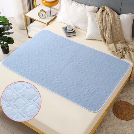 Washable Incontinence Bed Pad 115x200cm Reusable Waterproof Mattress Protector with Non-Slip Backing 4-Layer Absorbent Underpad for Elderly and Adults Medium blue.