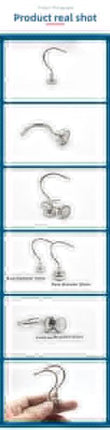 Neodymium Magnetic Hooks 20mm Base Large Open Mouth Hanger Heavy Duty Magnet for Fridge Kitchen BBQ Grill Utensils and Keys Silver.