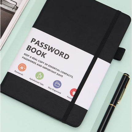 Rose Gold Password Book with Alphabetical Tabs B6 Hardcover Internet Address Logbook & Password Organizer with Pen Loop Elastic Band and Inner Pocket.