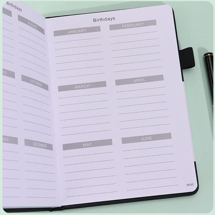 Black Password Book with Alphabetical Tabs B6 Hardcover Internet Address Logbook & Password Organizer with Pen Loop Elastic Band and Inner Pocket.