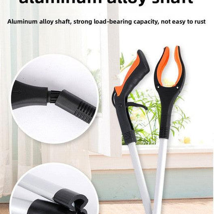 Orange and Black Handle Foldable Grabber Reacher Tool - 83cm Aluminium Litter Picker with Magnetic Tip - Lightweight Mobility Aid for Garden & Home Rubbish Cleanup.