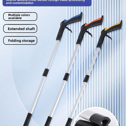 Purple and Black Handle Foldable Grabber Reacher Tool - 83cm Aluminium Litter Picker with Magnetic Tip - Lightweight Mobility Aid for Garden & Home Rubbish Cleanup.