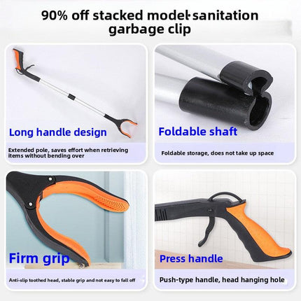Purple and Black Handle Foldable Grabber Reacher Tool - 83cm Aluminium Litter Picker with Magnetic Tip - Lightweight Mobility Aid for Garden & Home Rubbish Cleanup.