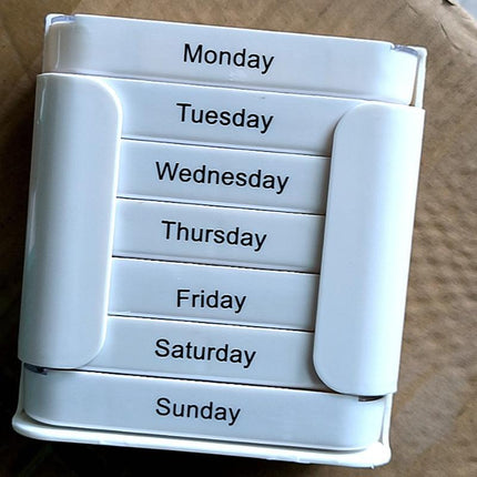 Weekly Pill Organiser White Tower - 7 Day Medicine Storage Box with 4 Daily Compartments (Morning, Noon, Evening, Night) - Portable Slide-Out Trays for Vitamins & Supplements.