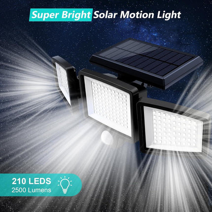 Solar Garden Lights Outdoor Motion Sensor 210 LED - 2-in-1 Ground Spike & Wall Mount Flood Light with Remote IP65 Waterproof for Pathway & Yard.