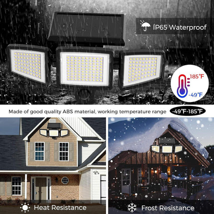 Solar Garden Lights Outdoor Motion Sensor 210 LED - 2-in-1 Ground Spike & Wall Mount Flood Light with Remote IP65 Waterproof for Pathway & Yard.