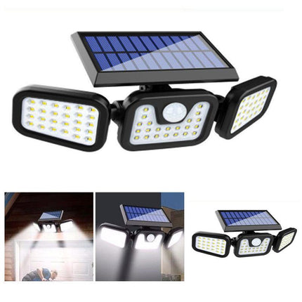 Solar Outdoor Security Lights Motion Sensor 74 LED - 3 Adjustable Heads Flood Light IP65 Waterproof for Garden Garage & Driveway.
