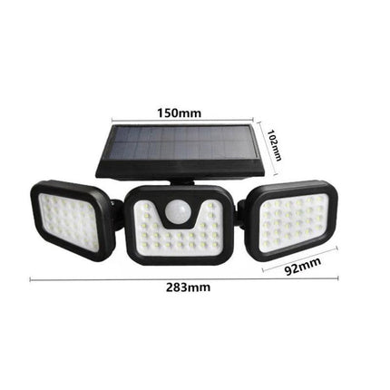 Solar Outdoor Security Lights Motion Sensor 74 LED - 3 Adjustable Heads Flood Light IP65 Waterproof for Garden Garage & Driveway.