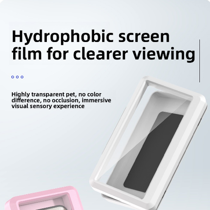 Waterproof Shower Phone Holder Pink Wall Mount - 360° Rotating Retractable Anti-Fog Touch Screen Case for Bathroom & Kitchen - Fits Phones up to 6.8 Inch.