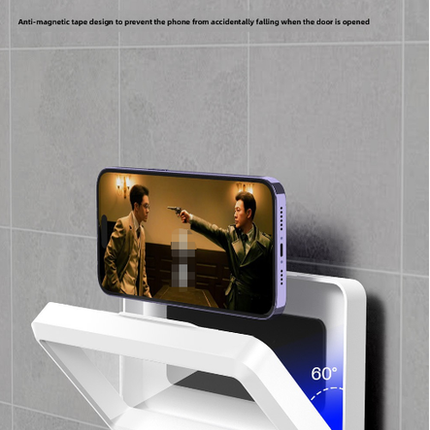 Waterproof Shower Phone Holder Wall Mount with Aromatherapy - 360° Rotating & Retractable Anti-Fog Case - Drill-Free Bathroom & Kitchen Mobile Stand - Green.